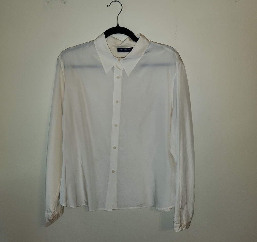 Karen Scott Classic White Dress Shirt